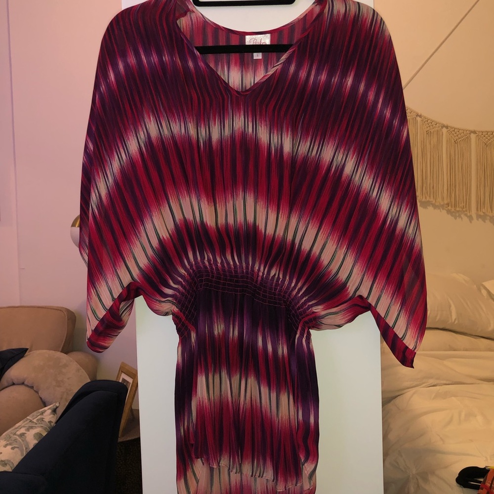 Parker, pink purple and white tie-dye blouse